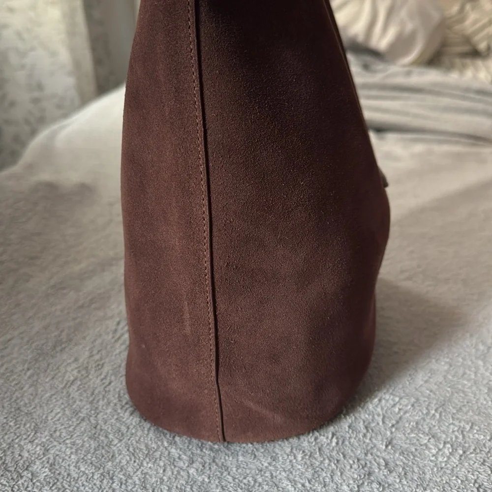 SIMKHAI Khai Suede Hobo Shoulder Bag in Cacao - Picture 16 of 17